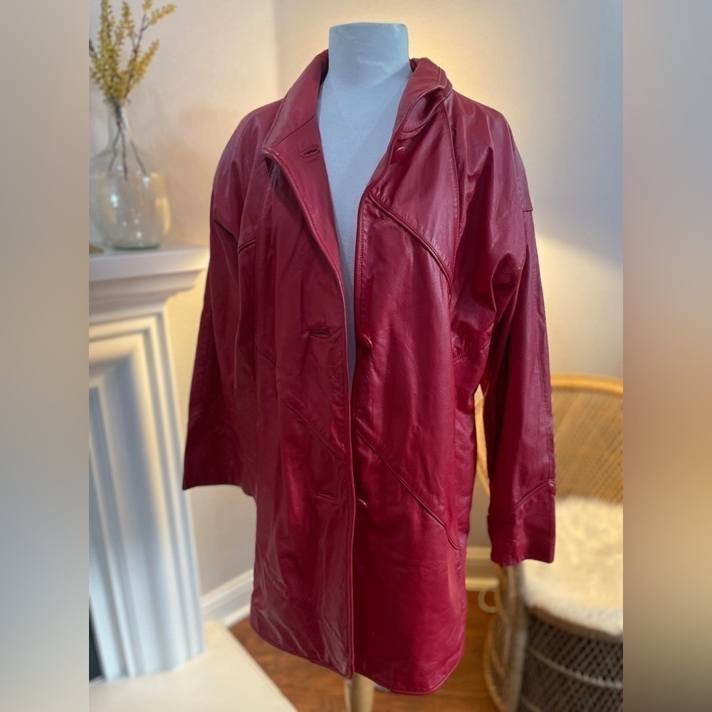 𝅺RED‎ Leather Jacket